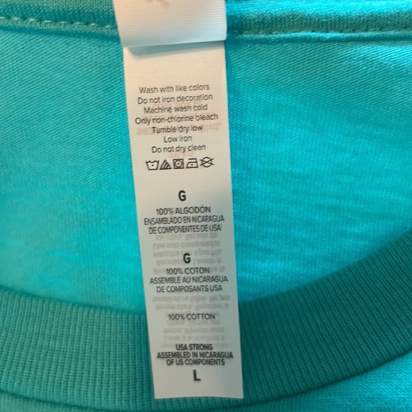 Bella Canvas Turquoise Cotton Long Sleeve Tee Shirt Size Large - Picture 4 of 6